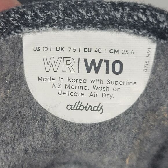 Allbirds Grey NZ Merino Wool Runners Shoes Women Size 10 WRW10 - Picture 9 of 9